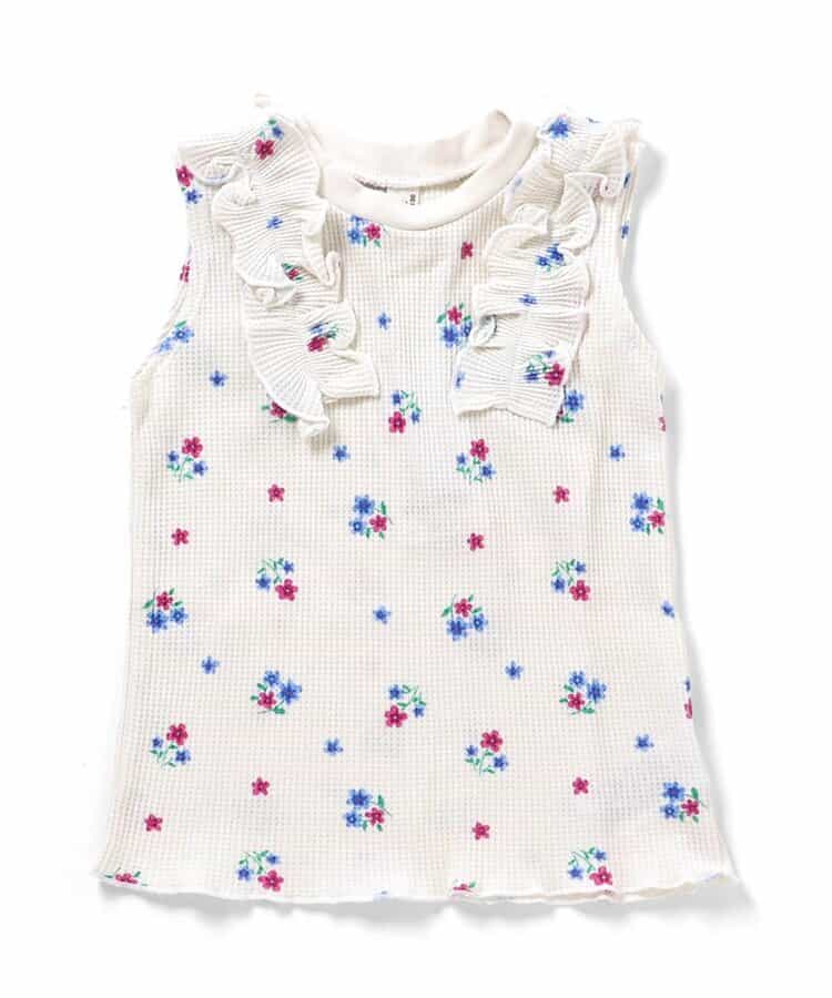 ノースリーブワッフルフリルTシャツ_843819