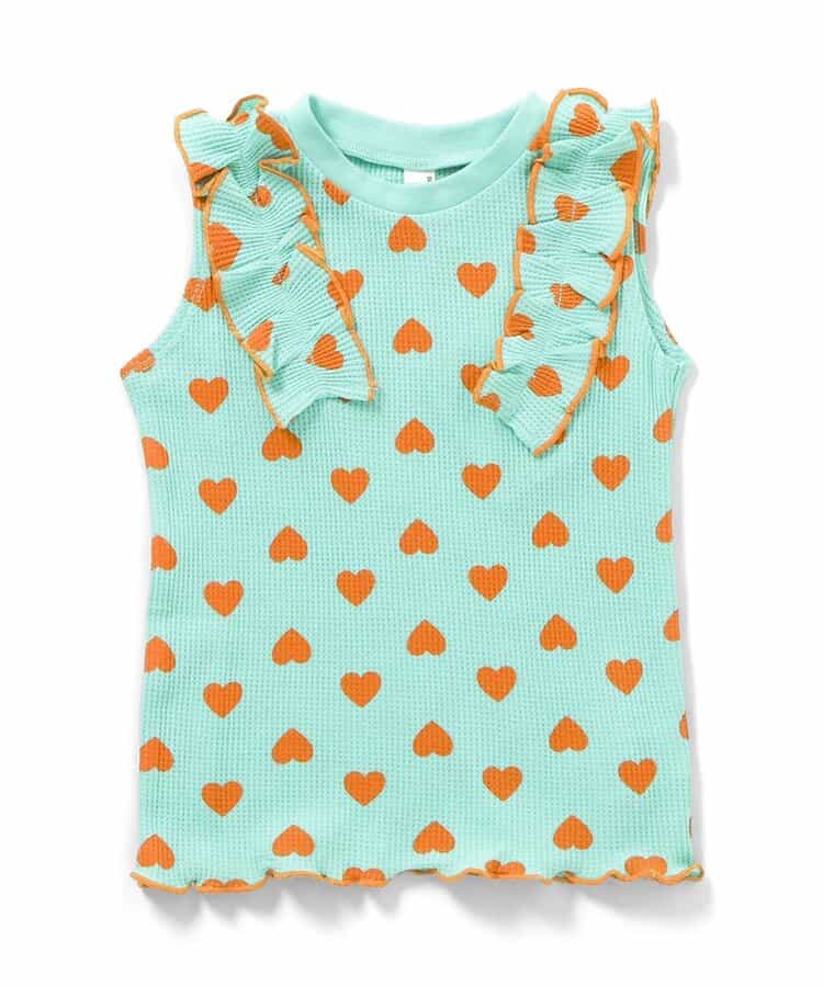 ノースリーブワッフルフリルTシャツ
