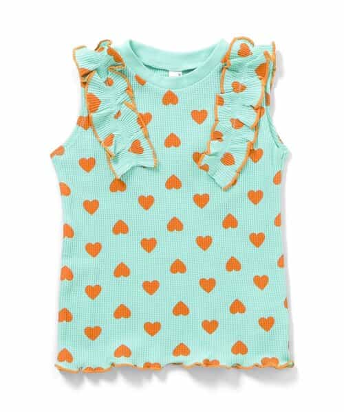 ノースリーブワッフルフリルTシャツ