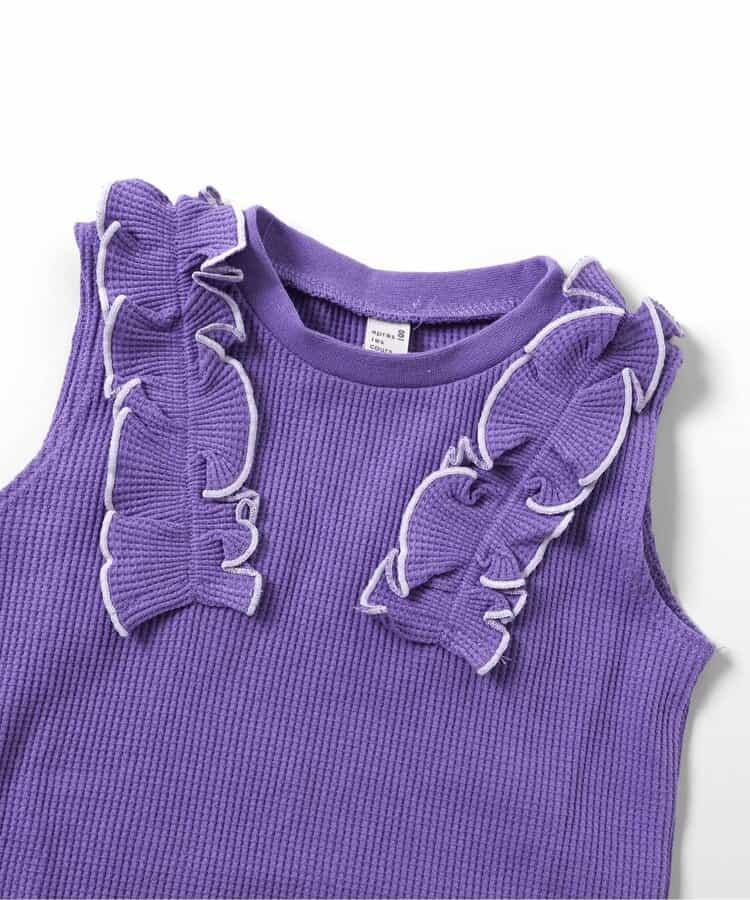 ノースリーブワッフルフリルTシャツ_843829