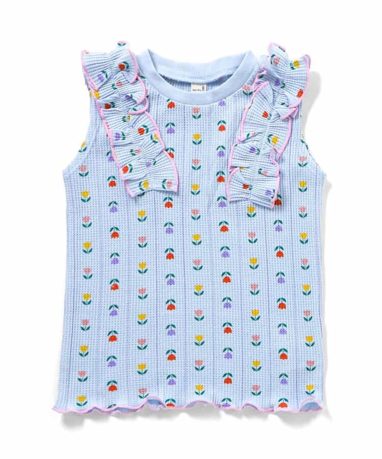 ノースリーブワッフルフリルTシャツ_911701
