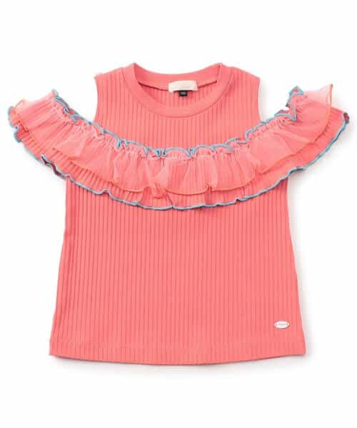 WEB限定  2way肩あきチュール配色トップス