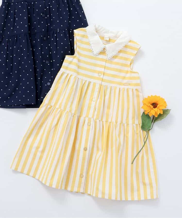 ドット・ストライプティアードシャツワンピース