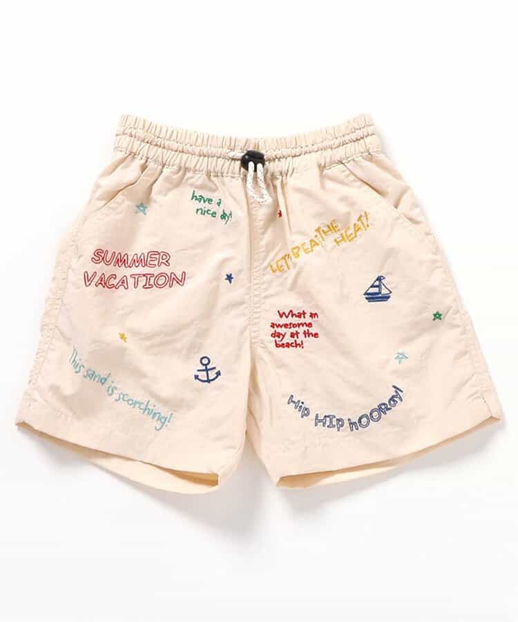 ★アウトレットセール★水陸両用バイカラー・刺繍ハーフパンツ  4分丈_915872