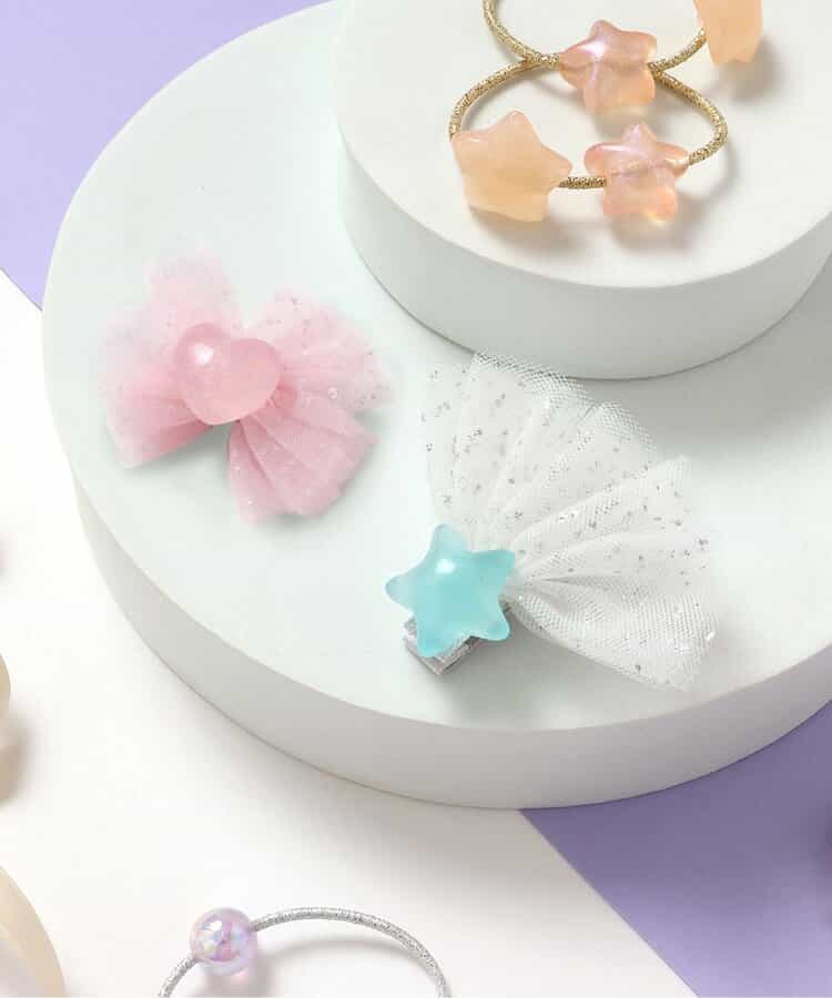 ★SALE★星・ハートモチーフチュールヘアクリップ_534053