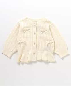リボンベビーカーディガン (洗濯機で洗える)_927936