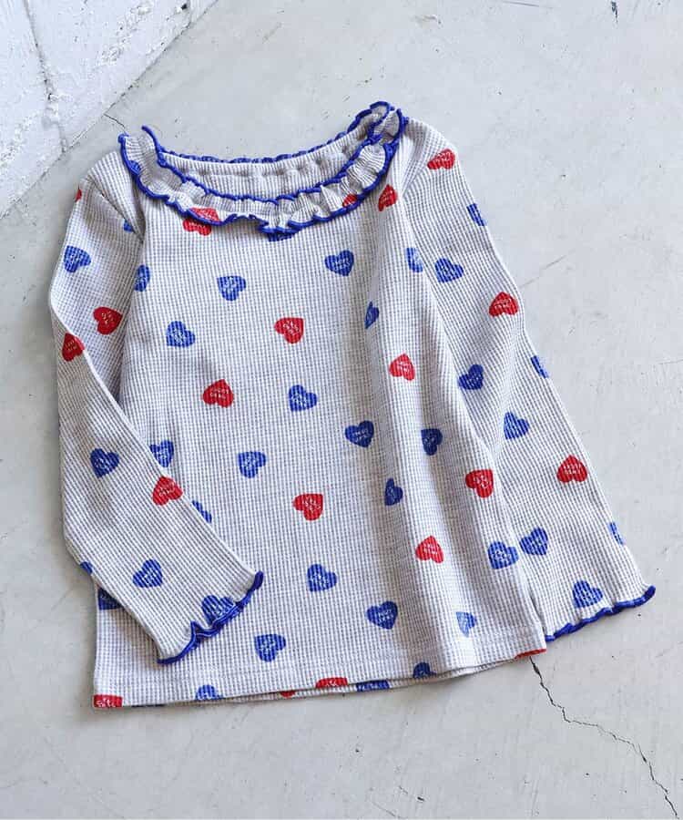 【リンク】ワッフルアソート襟フリルTシャツ(セットアップ可)_949253
