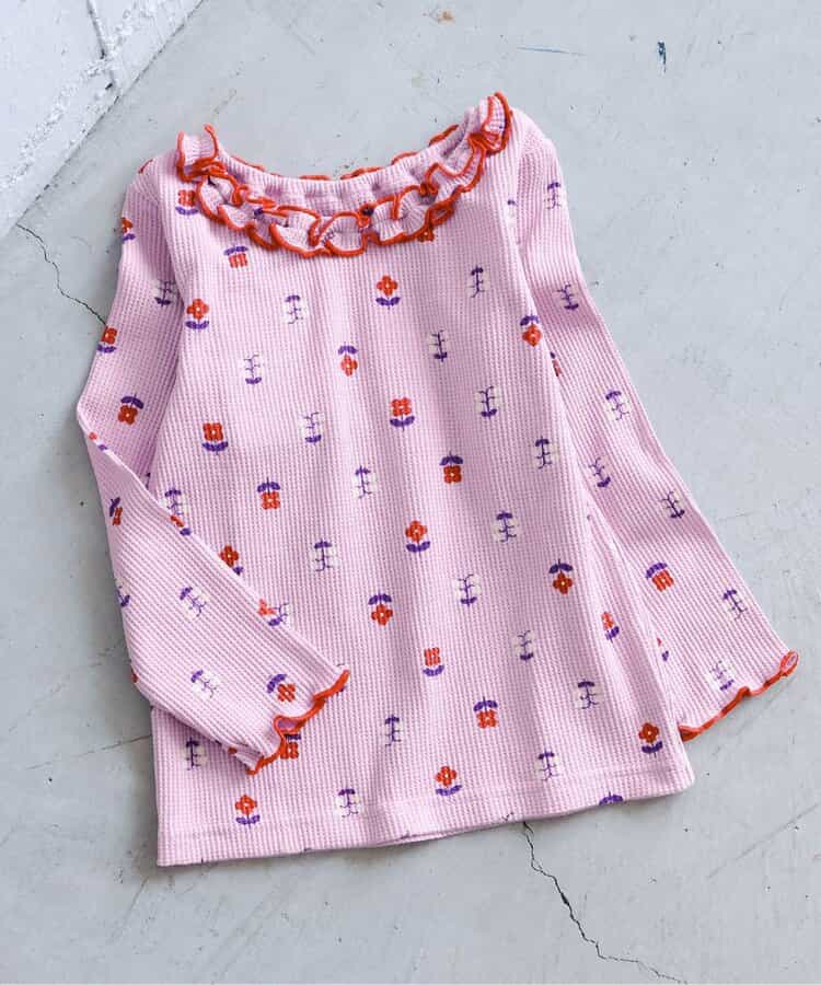 【リンク】ワッフルアソート襟フリルTシャツ(セットアップ可)_949255