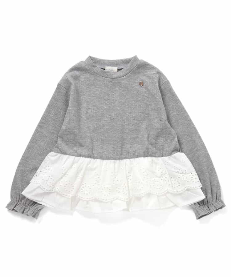 ★送料無料★レースフリル切り替えリブTシャツ_940081