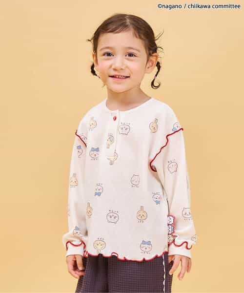 【アニメちいかわ】ワッフルヘンリーネックTシャツ(セットアップ可)
