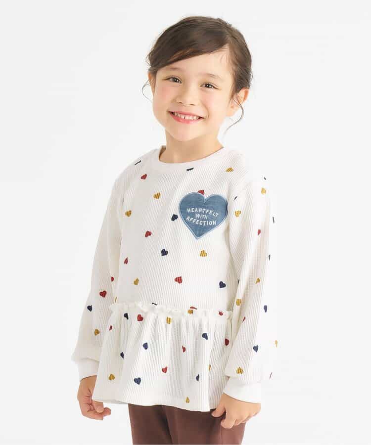 ワッフルペプラムハートモチーフTシャツ