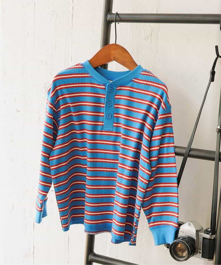 【リンク】ヘンリーネックマルチボーダーTシャツ