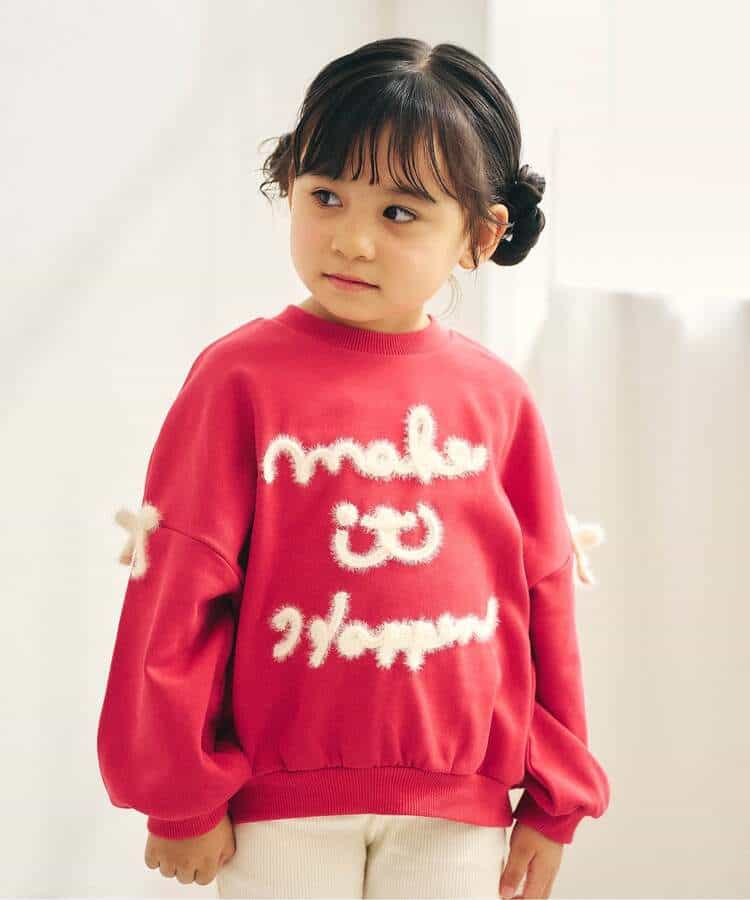 ニットリボン刺繍ロゴトレーナー
