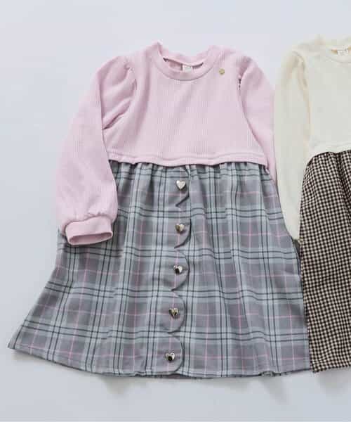 ★SALE★ハートボタンスカラップドッキングワンピース