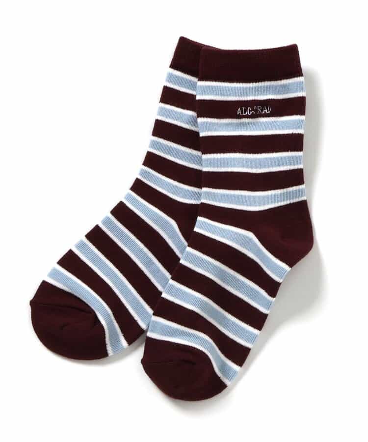 3P対象A フラワー・ボーダーソックス