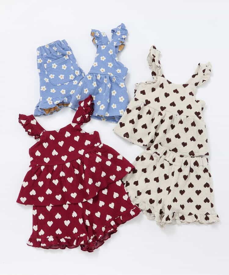★SALE★ハート・フラワージャガードビスチェ＆フリルショートパンツセット_721246
