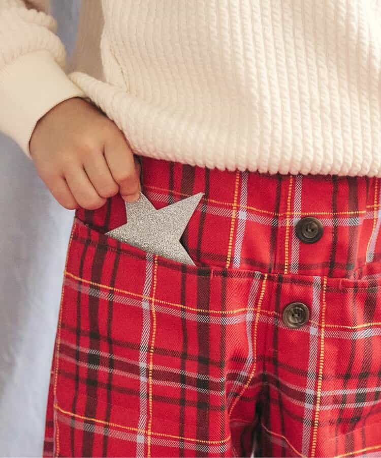 ★SALE★【リンク】フロントボタンチェックパンツ  10分丈_631475