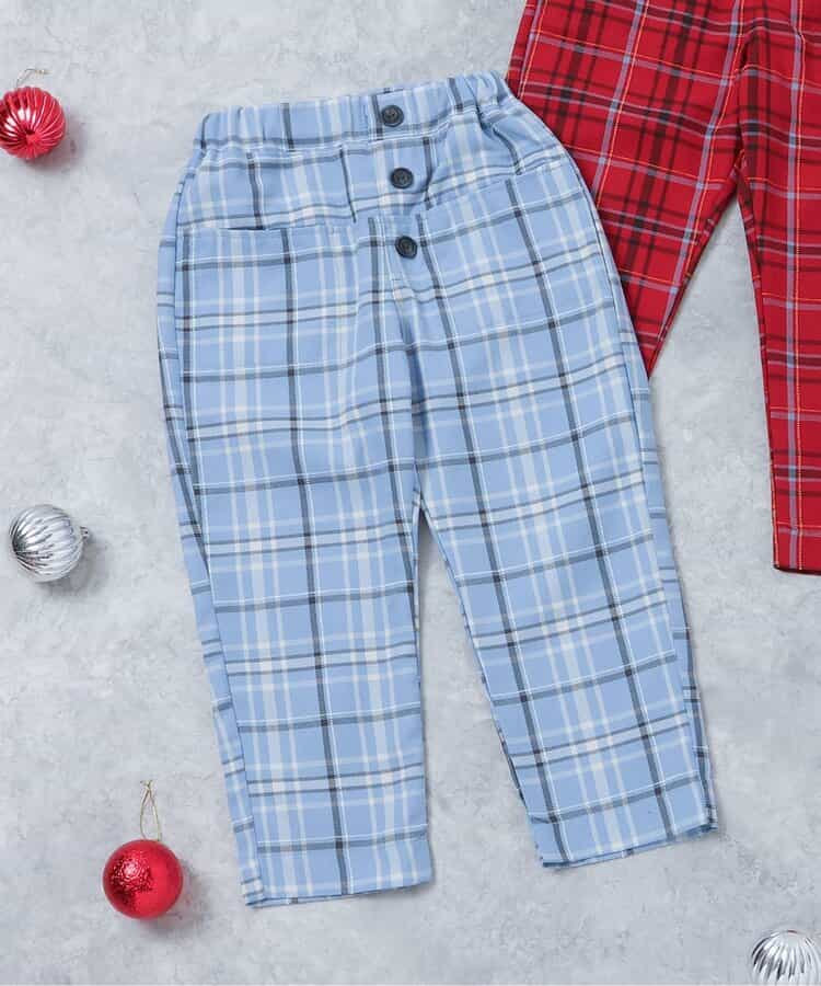 ★SALE★【リンク】フロントボタンチェックパンツ  10分丈